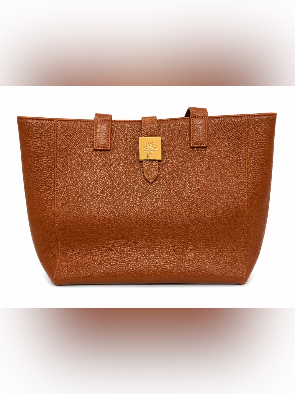 Mulberry Cognac Brown Leather Large Shoulder Tote Gold Hardware